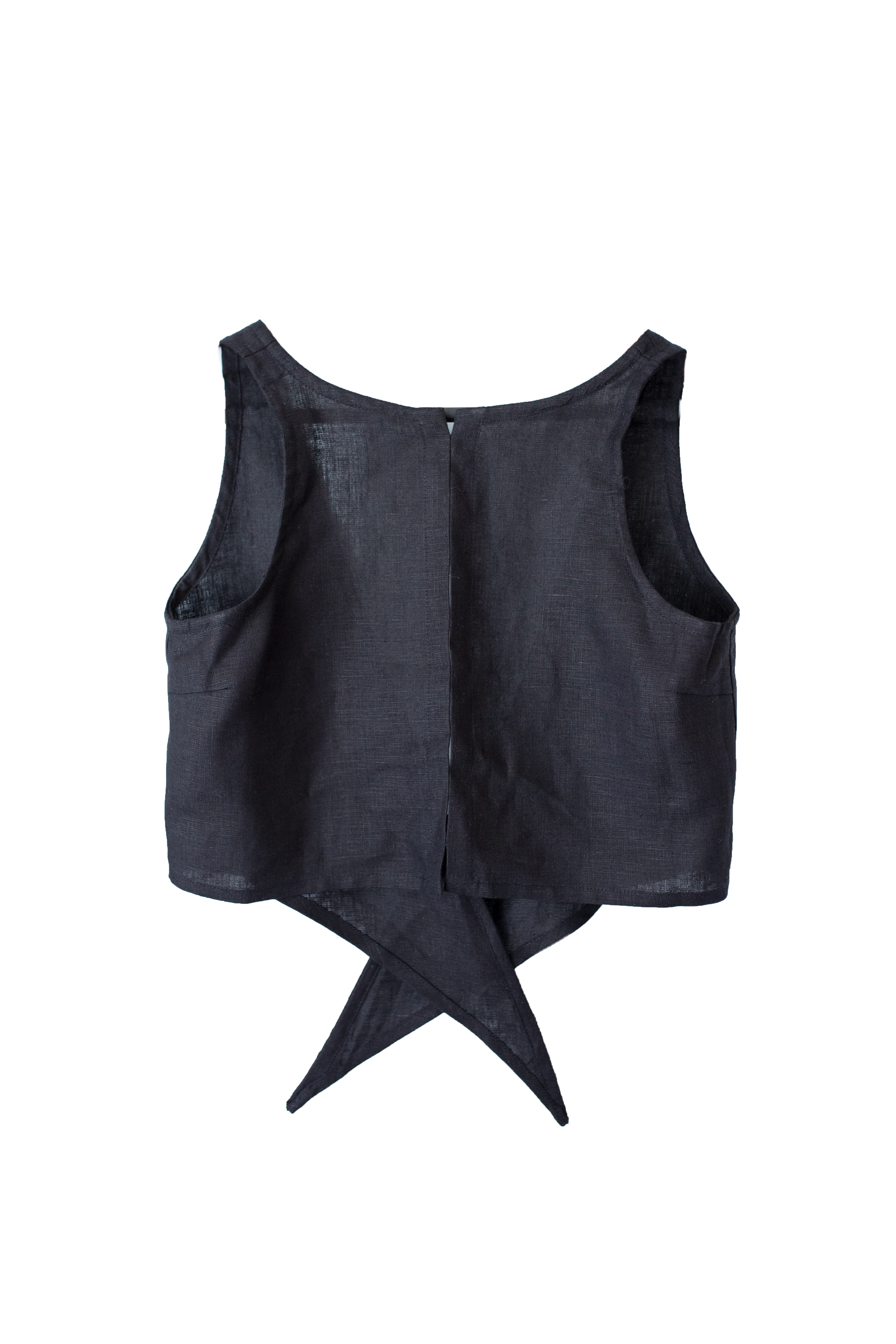 Linen Tuxedo Top in Black