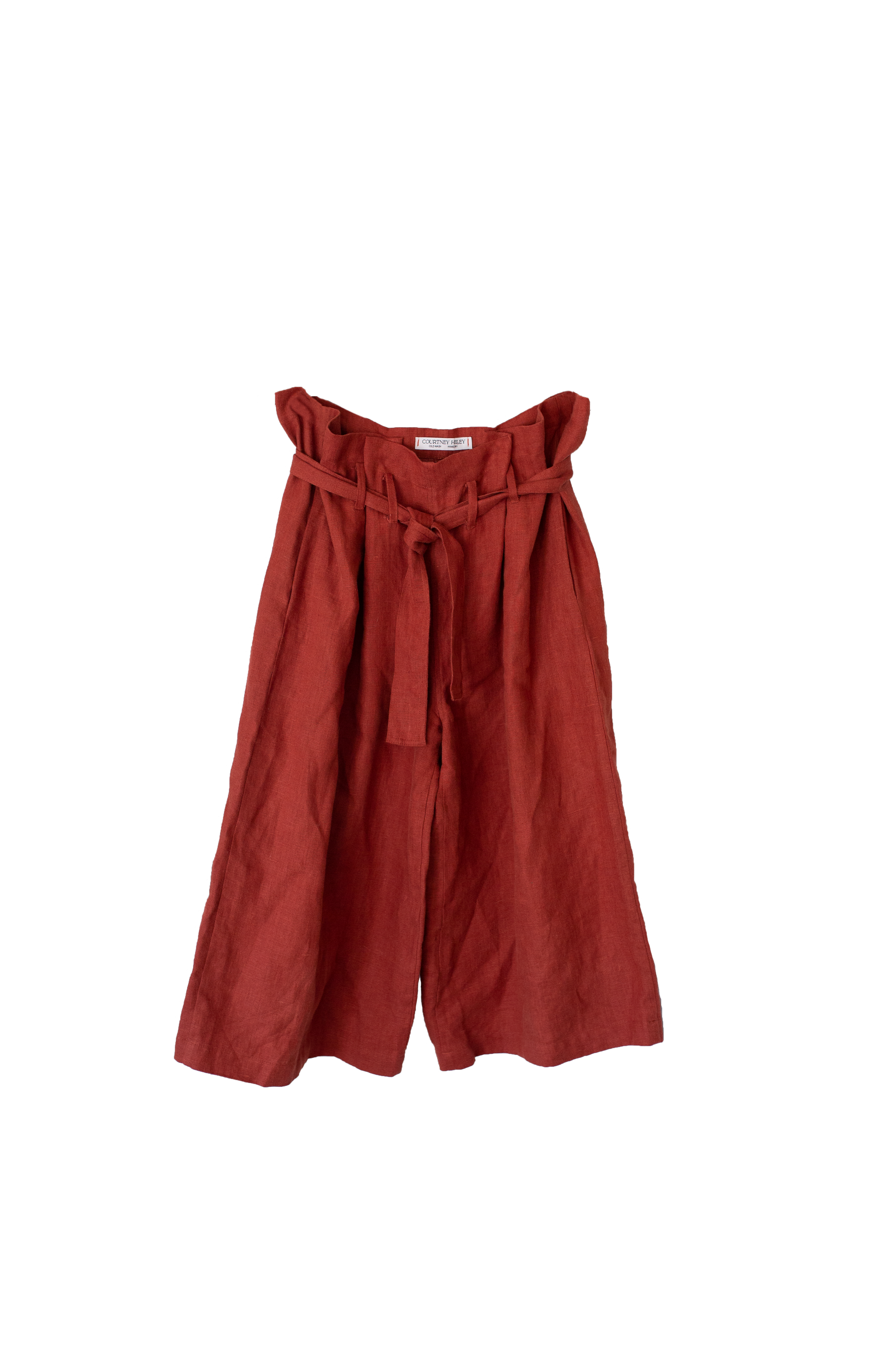 Linen Paper Bag Pants in Wet Clay