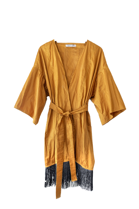 Silk Robe Dress in Gold