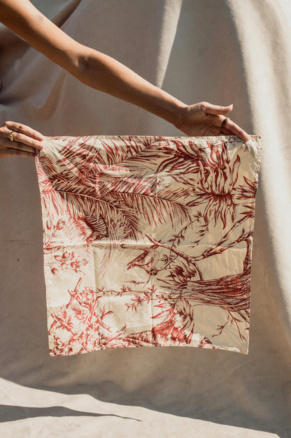 Furoshiki bag- Raw Silk Botany Print in Rust
