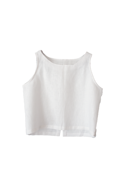 Sleeveless Linen Top in Salt