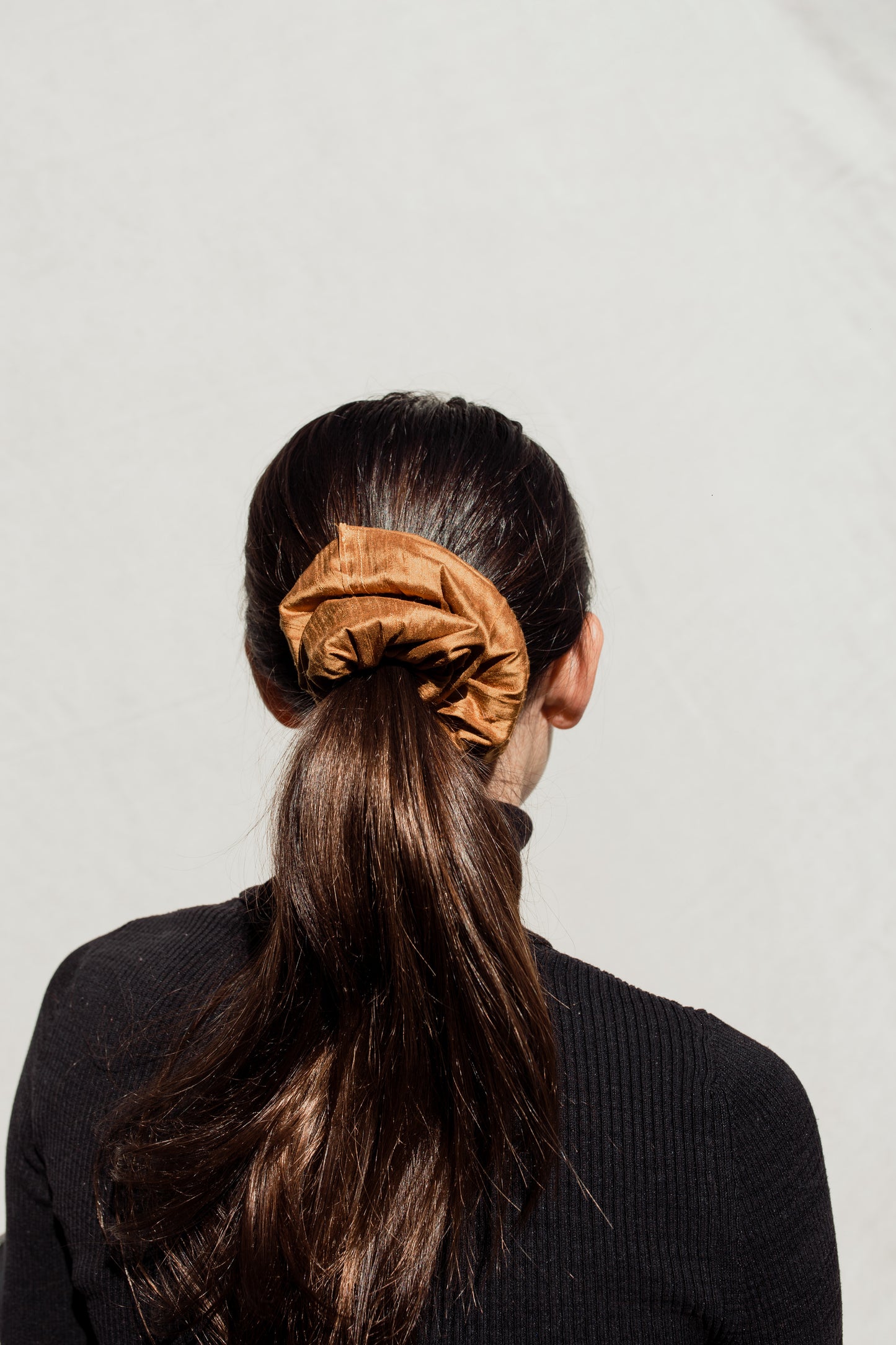 Over-Sized Scrunchie in Gold Silk.