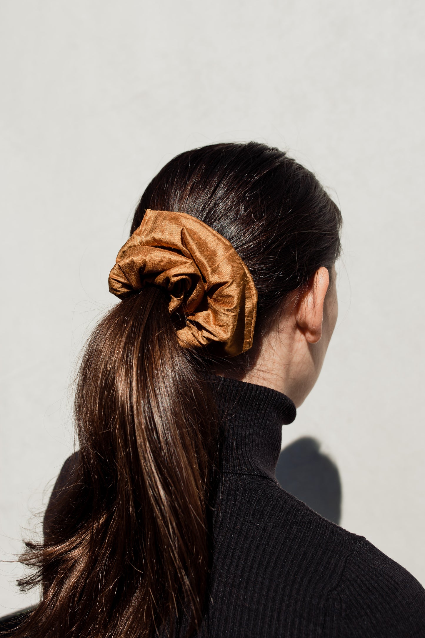 Over-Sized Scrunchie in Gold Silk.