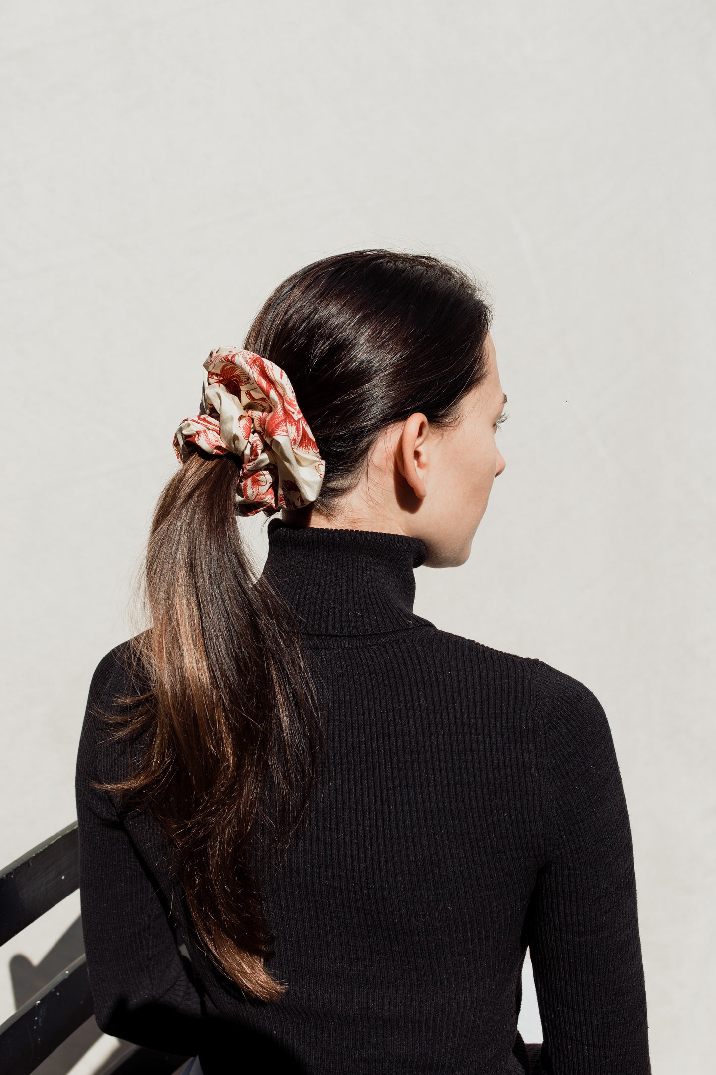 Over-Sized Scrunchie in Red and White Silk