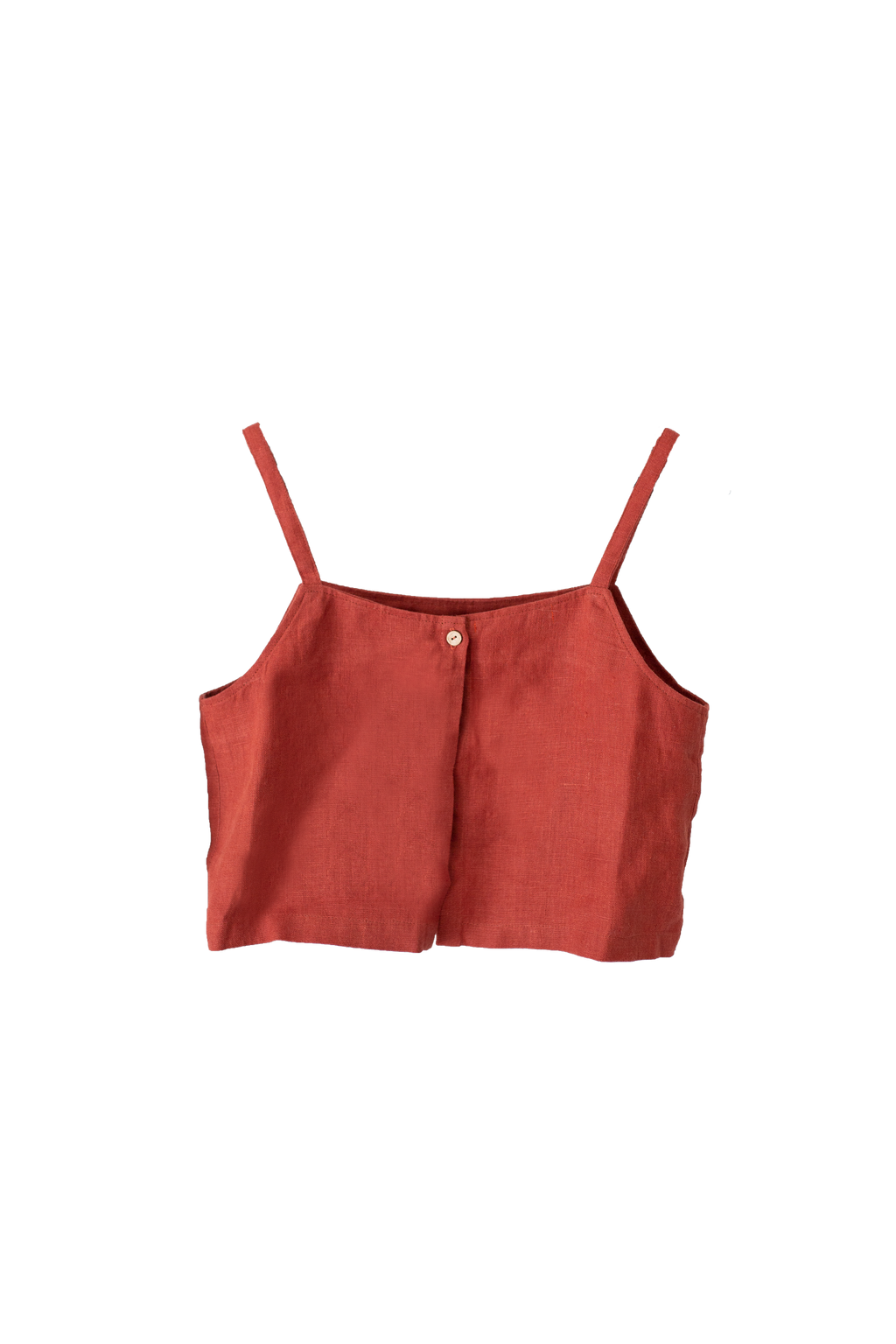 One-Button Linen Top in Wet Clay