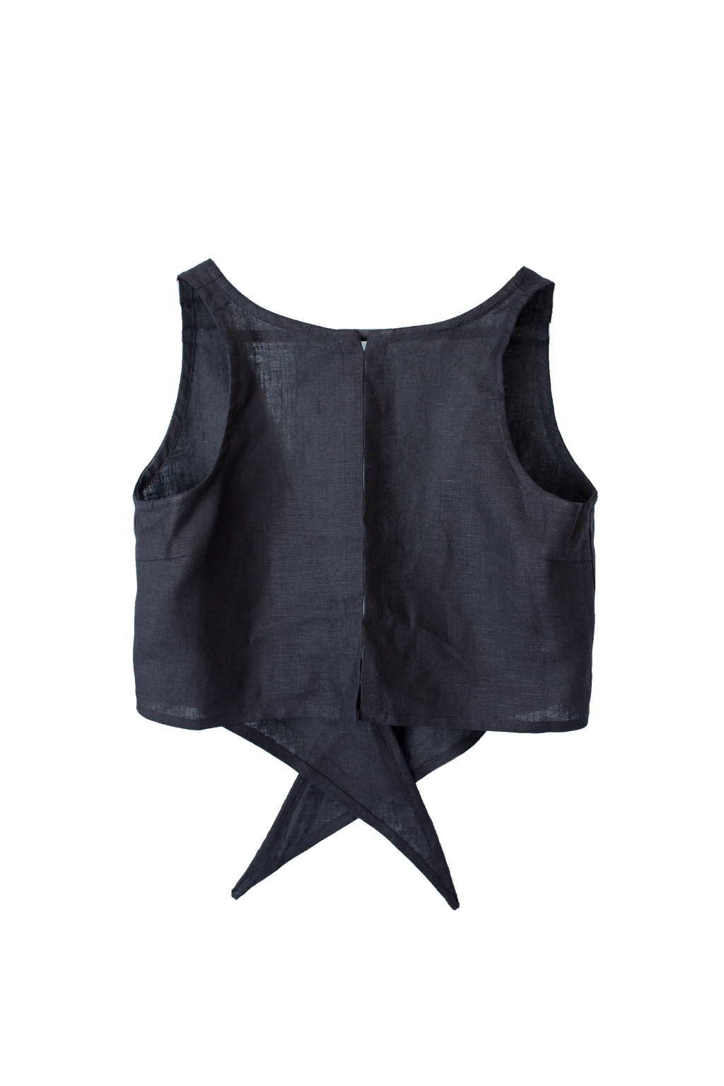 Linen Tuxedo Top in Black