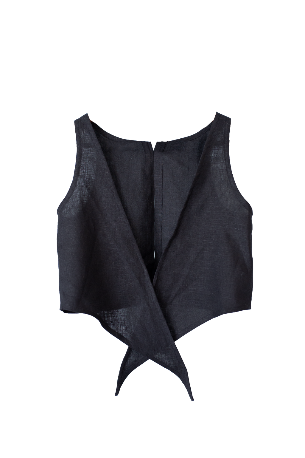 Linen Tuxedo Top in Black