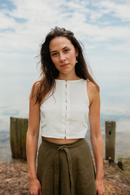 Tuxedo Tie Top in Sand