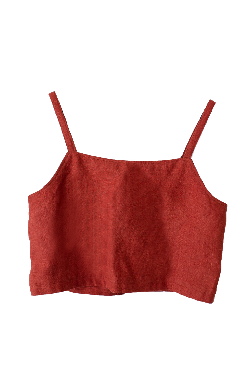 One-Button Linen Top in Wet Clay