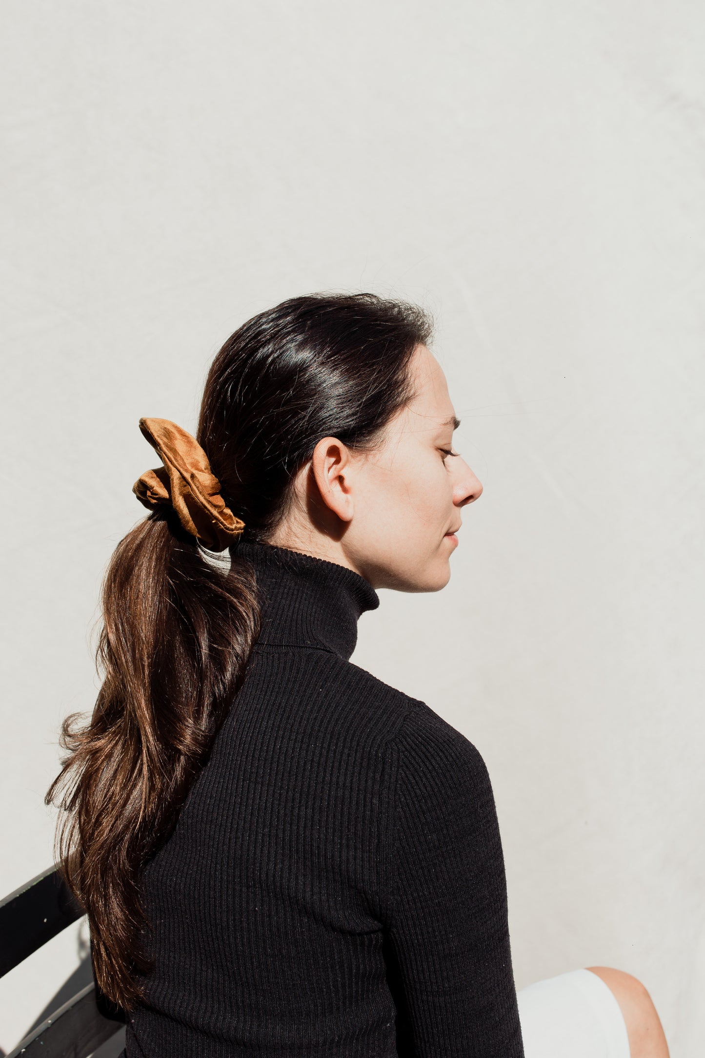 Over-Sized Scrunchie in Gold Silk.