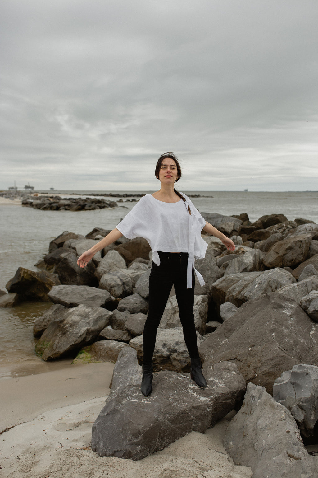 Linen Fishing Top in Salt