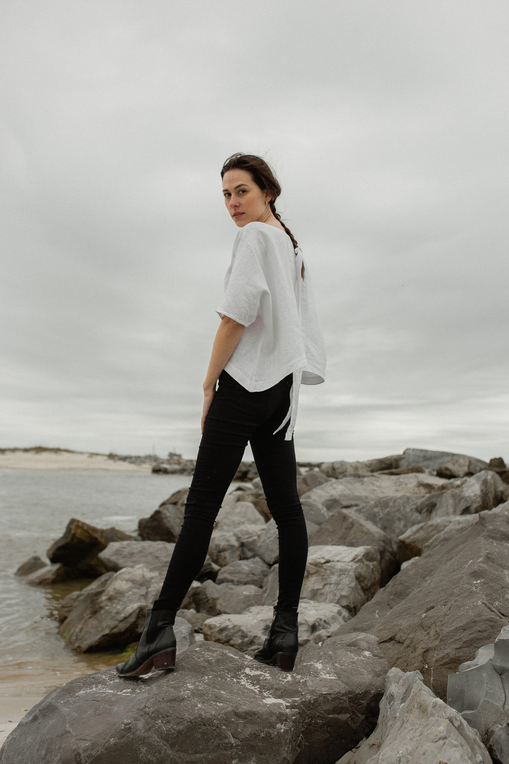 Linen Fishing Top in Salt