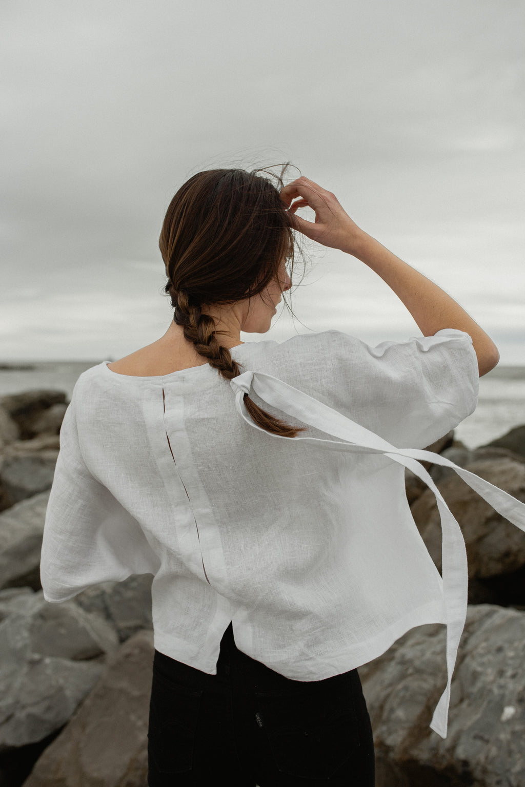 Linen Fishing Top in Salt