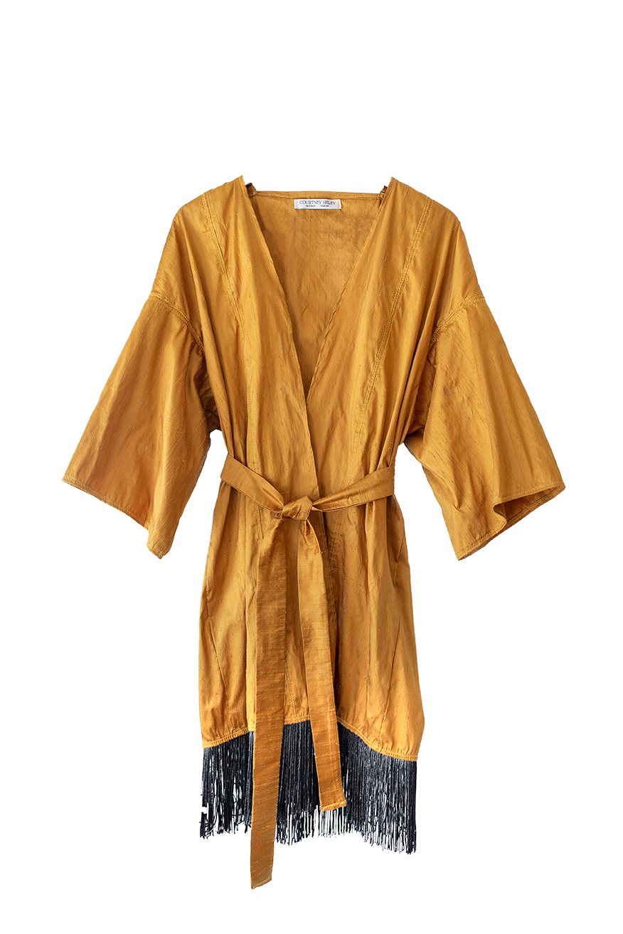 Silk Robe Dress in Gold