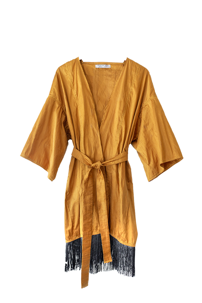 Silk Robe Dress in Gold